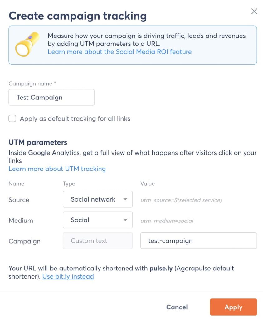 Agorapulse - campaign tracking for social media measurement